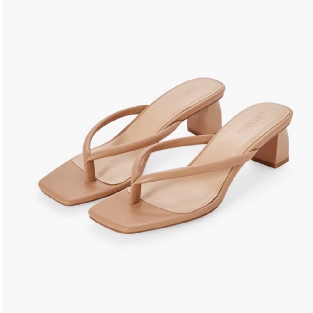 JustFab Dress Sandals Heels Silvia Beige 9.5